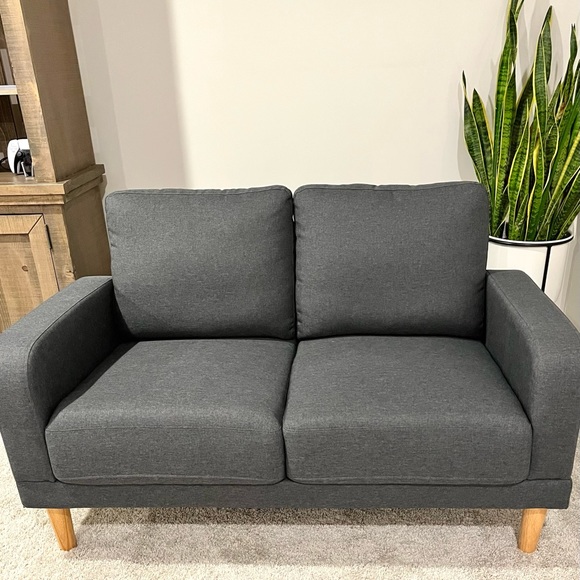 🚫SOLD🚫50” dark gray upholstered loveseat - Picture 7 of 9